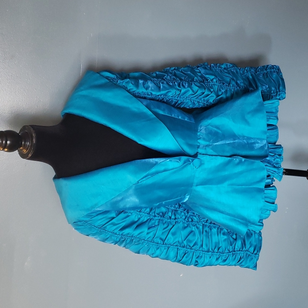 3 piece Turquoise Skirt set With ruffles